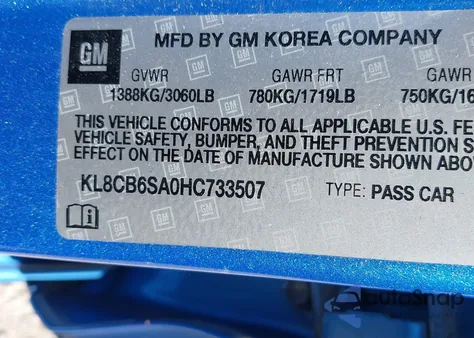 2017 Chevrolet Spark Ls Cvt from USA, damaged, VIN KL8CB6SA0HC733507